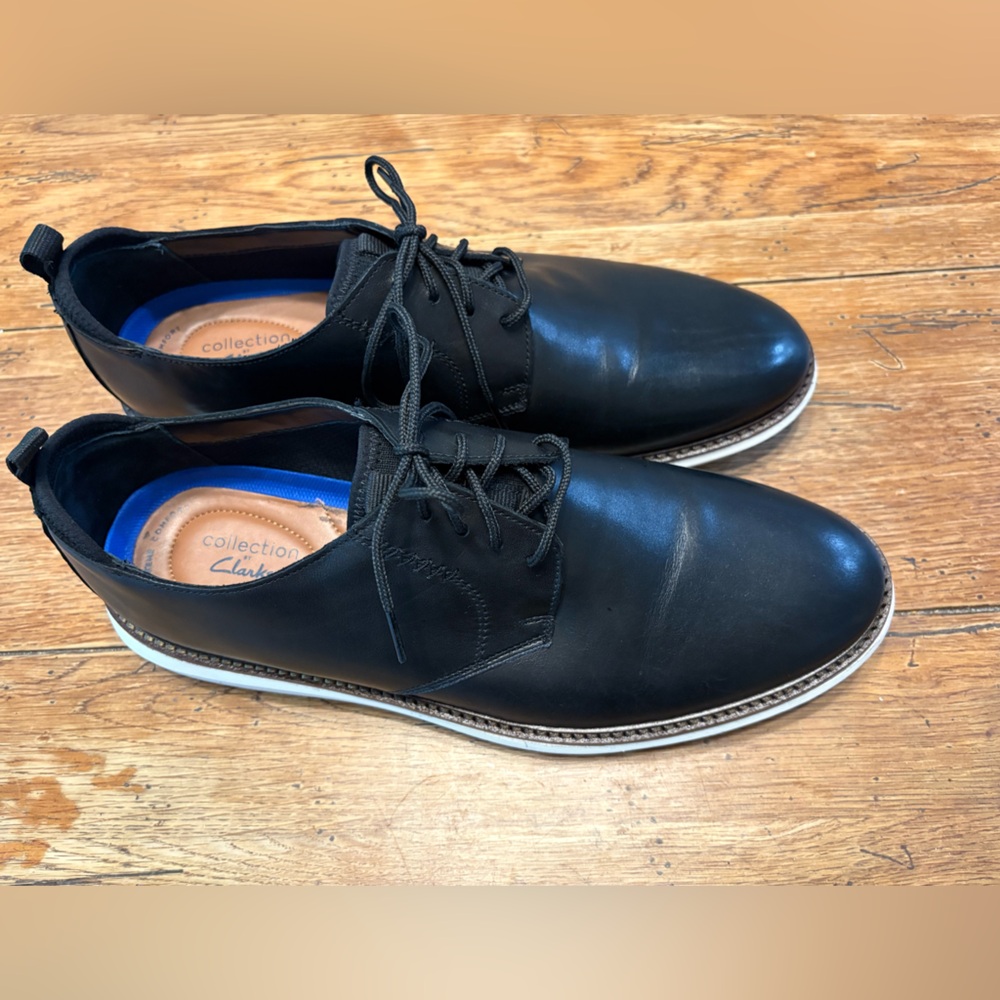 Black Leather Plain Toe Oxford Old Money Extreme Comfort Tennis Shoe Sole